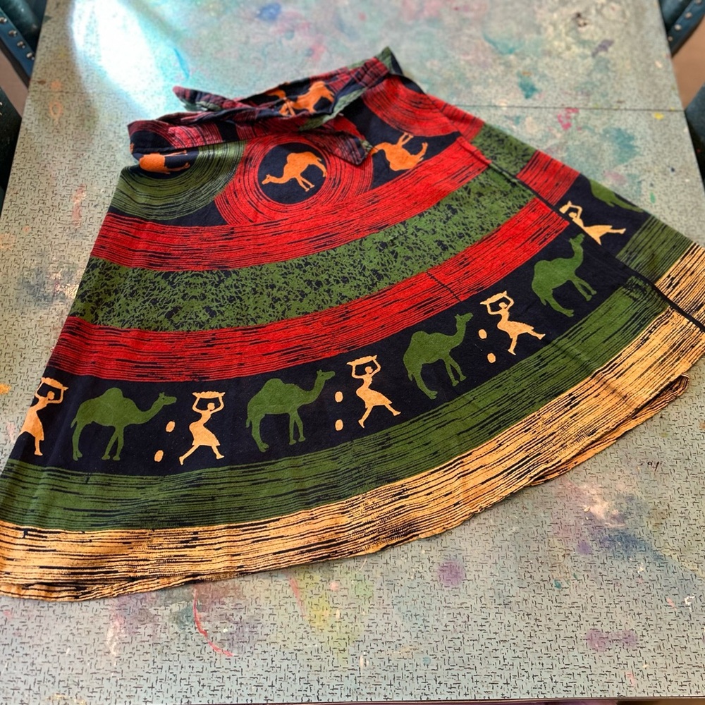 Vintage Camel Wrap Skirt